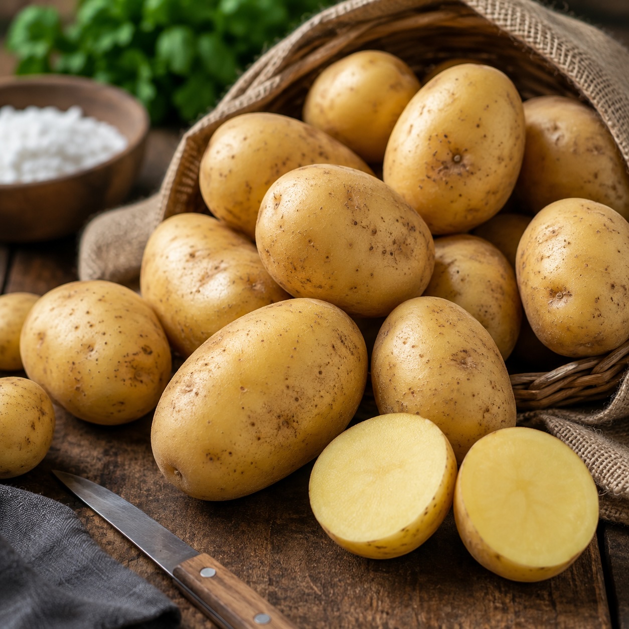 Mehligkochende Kartoffeln als Grundlage für selbst gemachte Kartoffelknödel