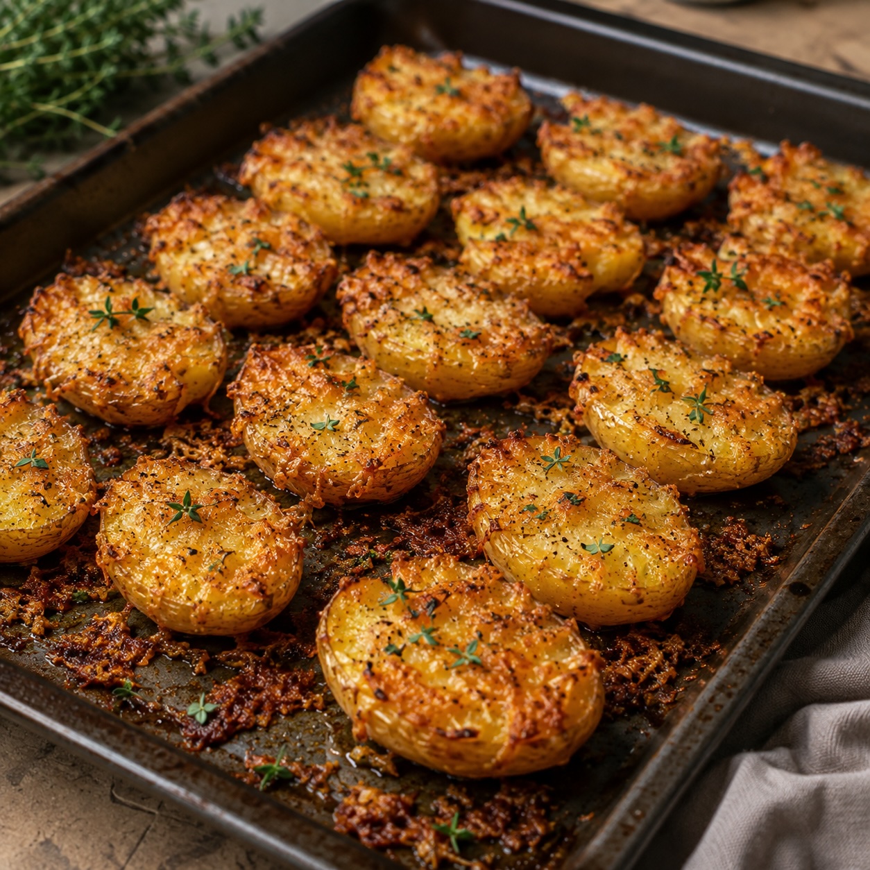 Knusprige Parmesan-Kartoffeln frisch aus dem Ofen