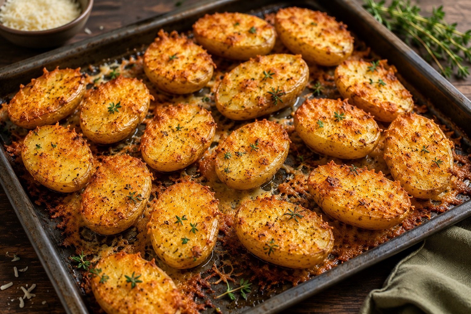 Knusprige Parmesan-Kartoffeln mit goldbrauner Parmesankruste