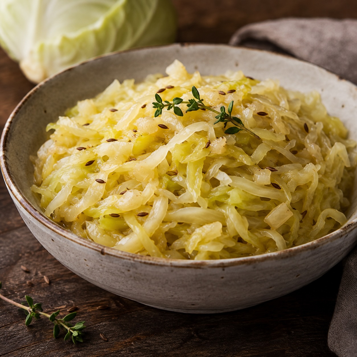 Klassisches Sommerkraut mit Kümmel und Zwiebeln