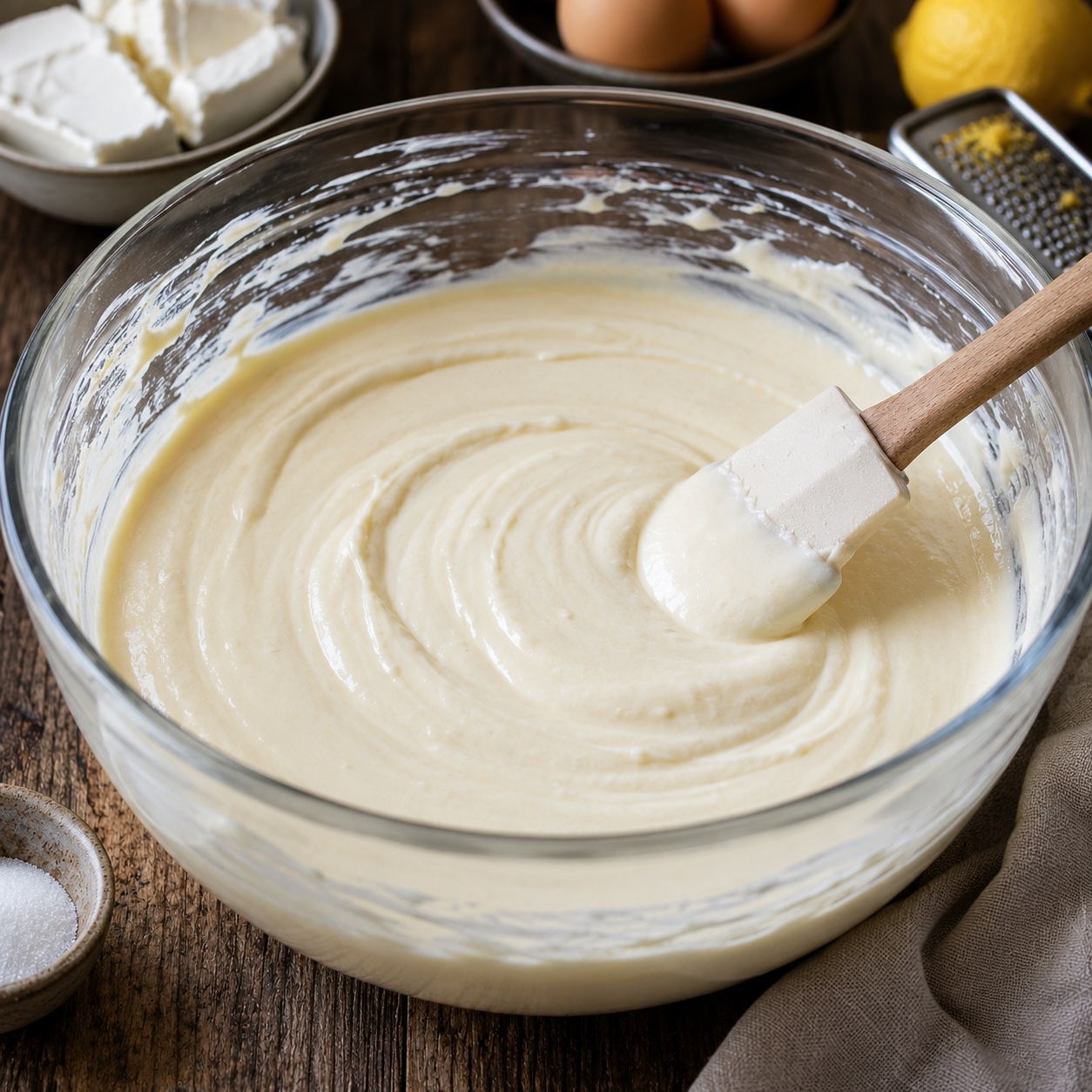 Cremige Frischkäsemasse für klassischen Cheesecake