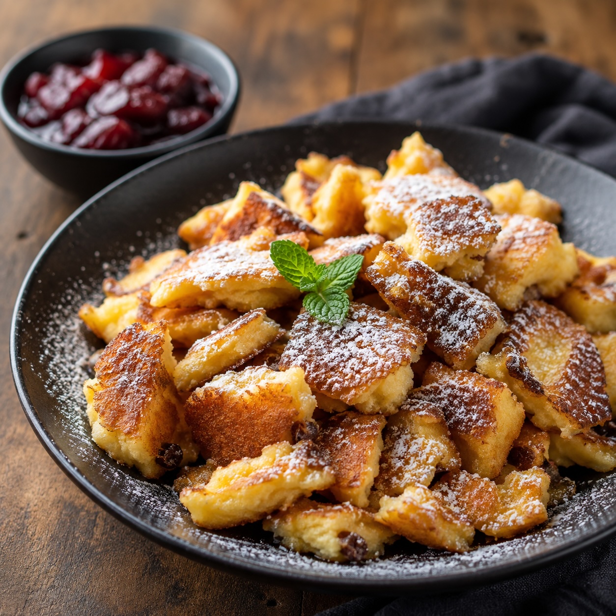 Klassischer österreichischer Kaiserschmarrn mit Staubzucker