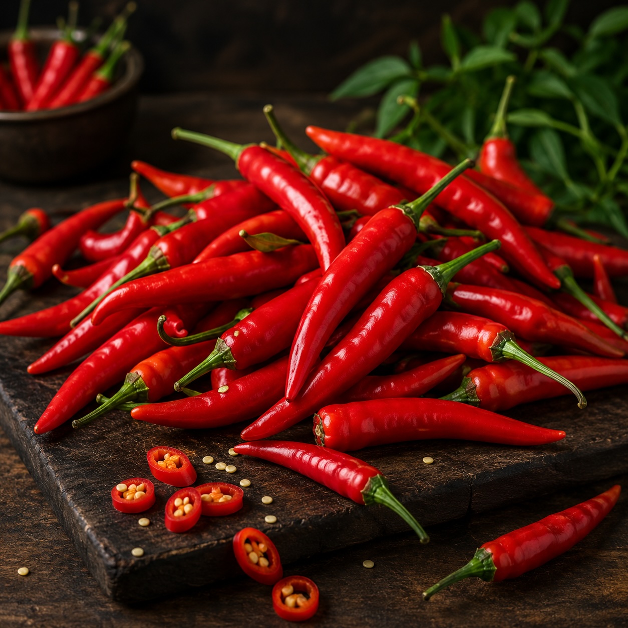 Frische rote Chilis für hausgemachte fermentierte Chili-Sauce