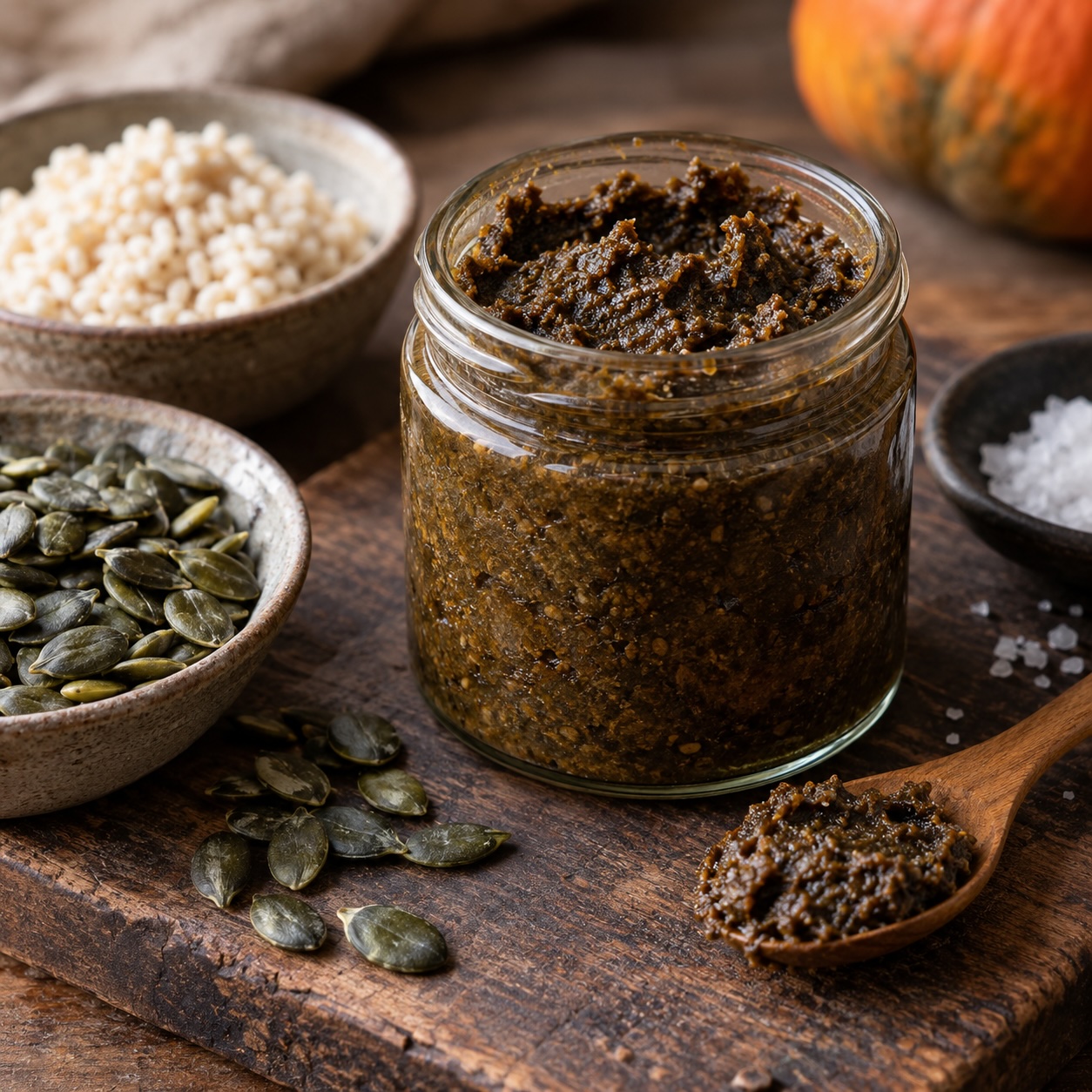 Hausgemachtes Kürbismiso aus Kürbis und Koji