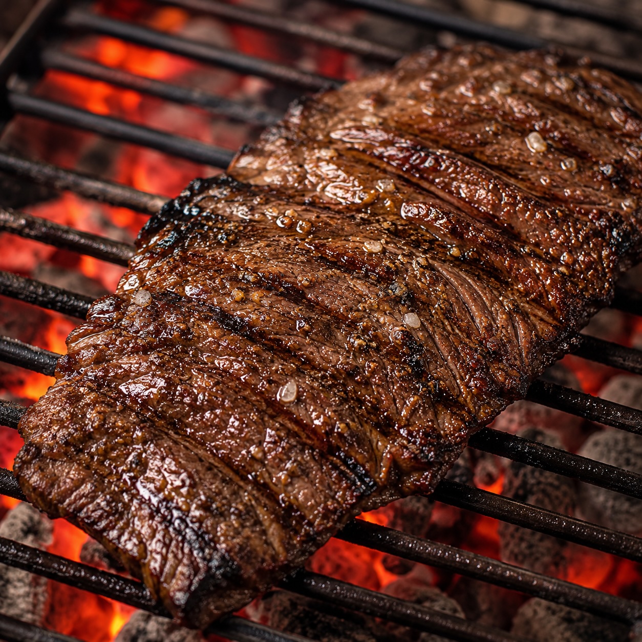 Sous-Vide-Flankensteak mit Grillgemüse und Kräuter-Zitronen-Lack