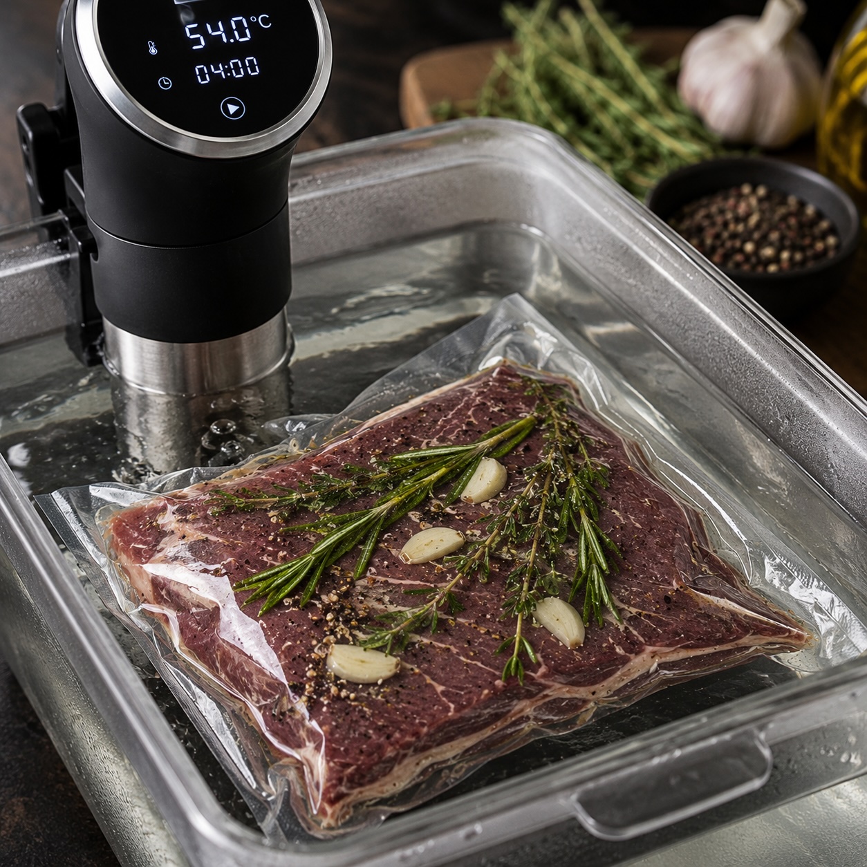 Flankensteak im Sous-vide-Bad