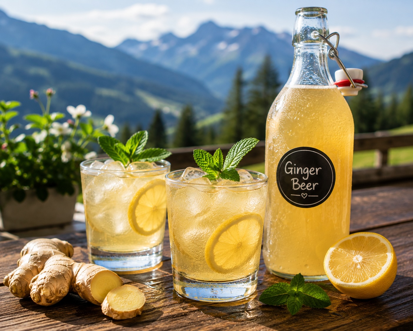 Fertig zubereitetes Ginger Beer als sommerliches Erfrischungsgetränk