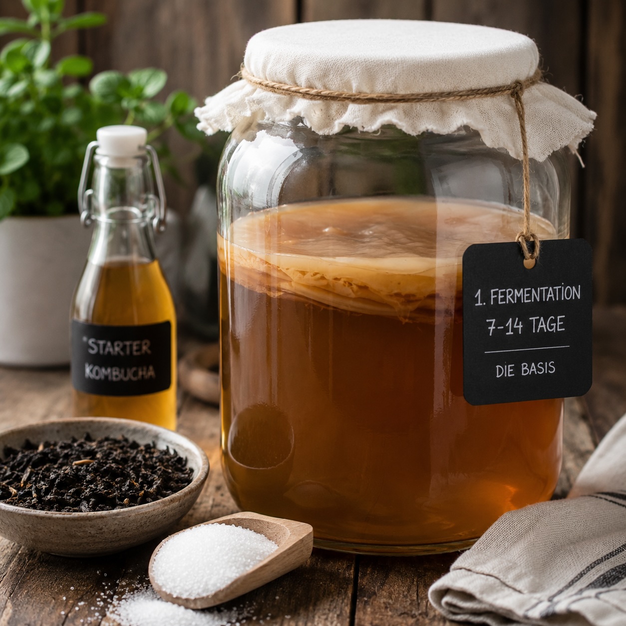 Kombucha-Grundrezept mit SCOBY und schwarzem Tee