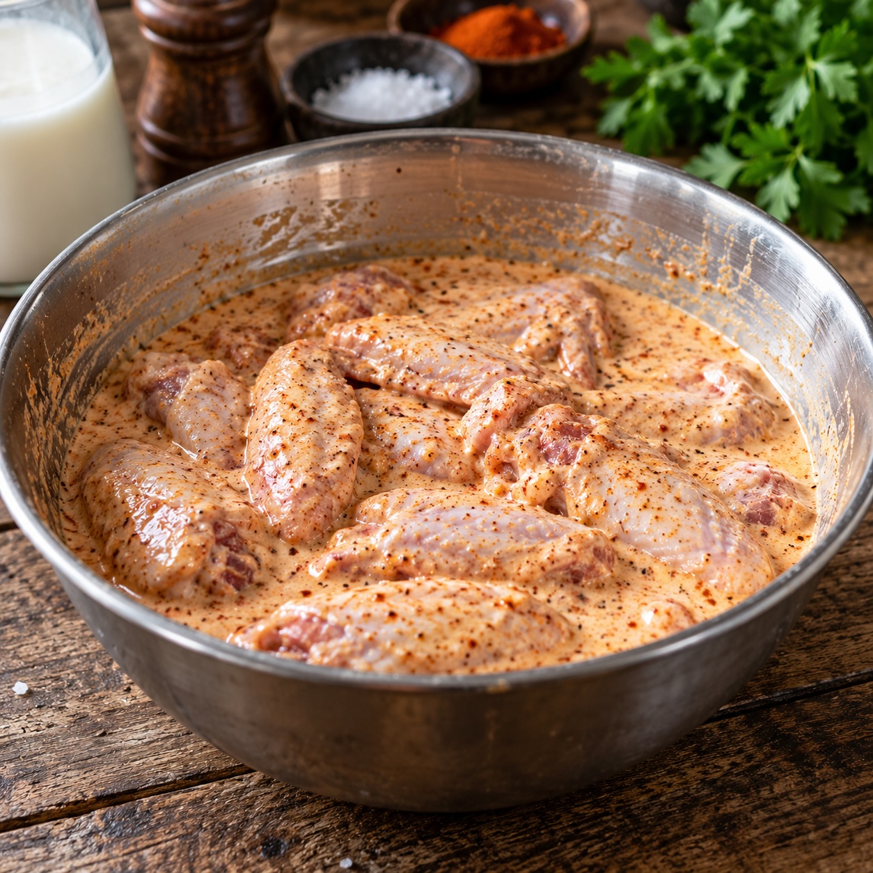 Chicken Wings in gewürzter Buttermilch