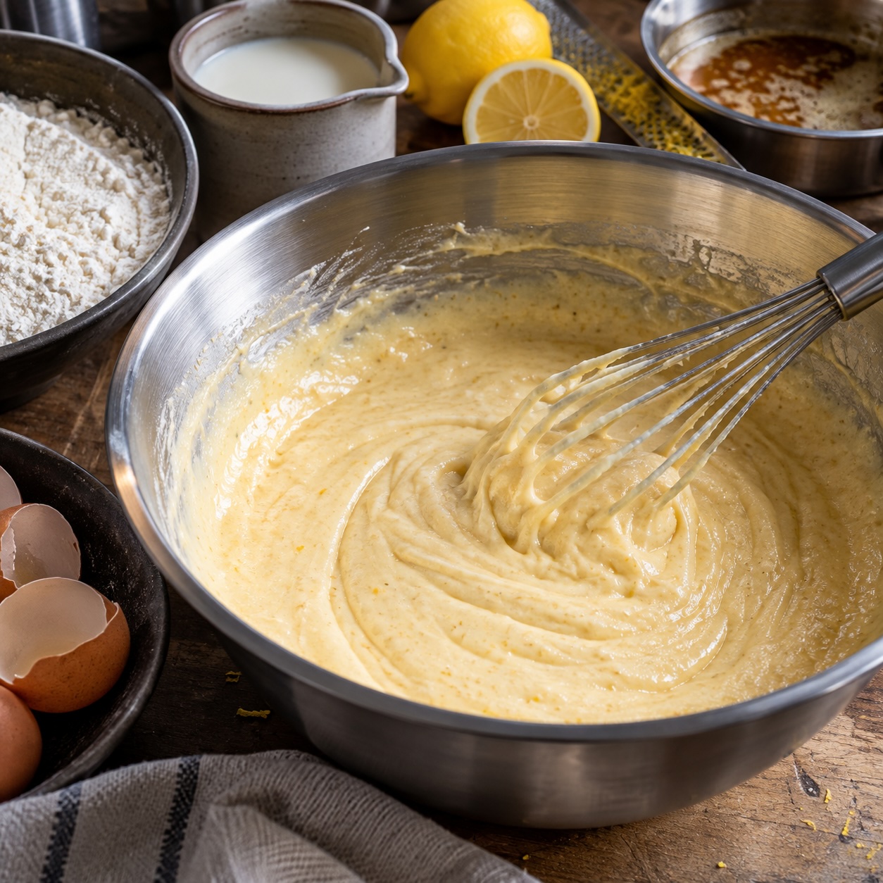 Teig für Buttermilchkuchen mit Zitrone und Buttermilch