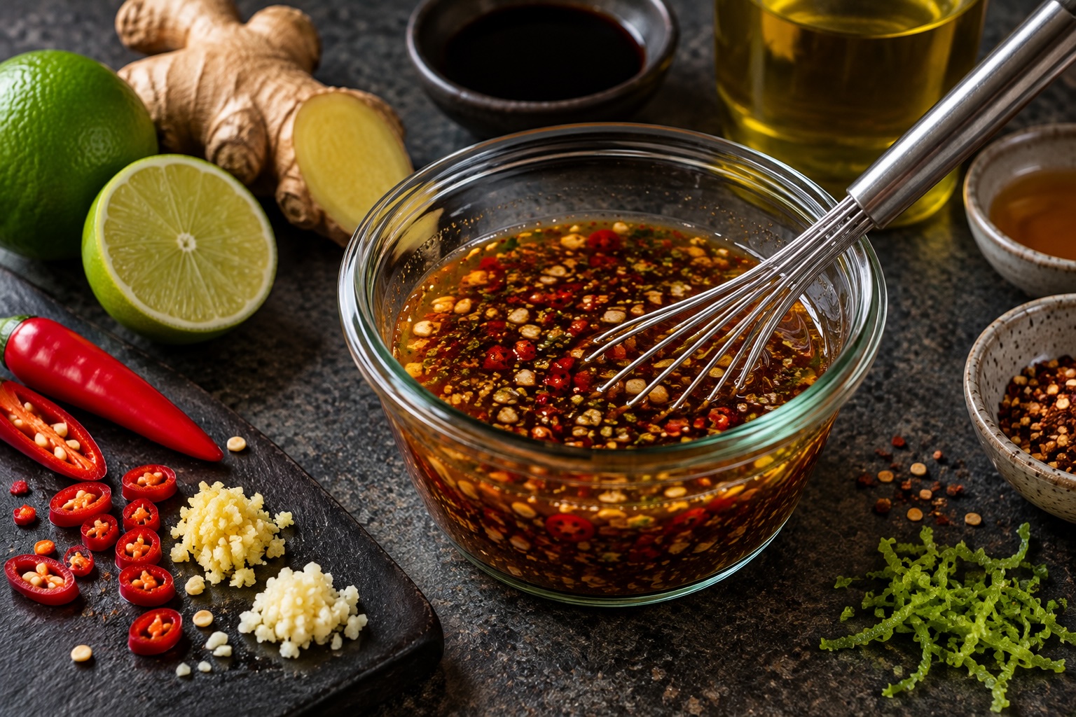 Pikante Marinade mit Chili und Limette