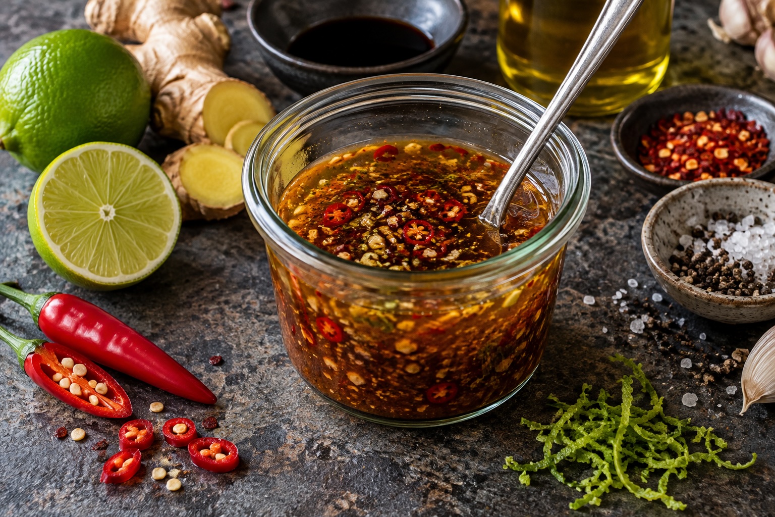 Spicy Carpaccio Marinade mit Chili, Limette und Ingwer