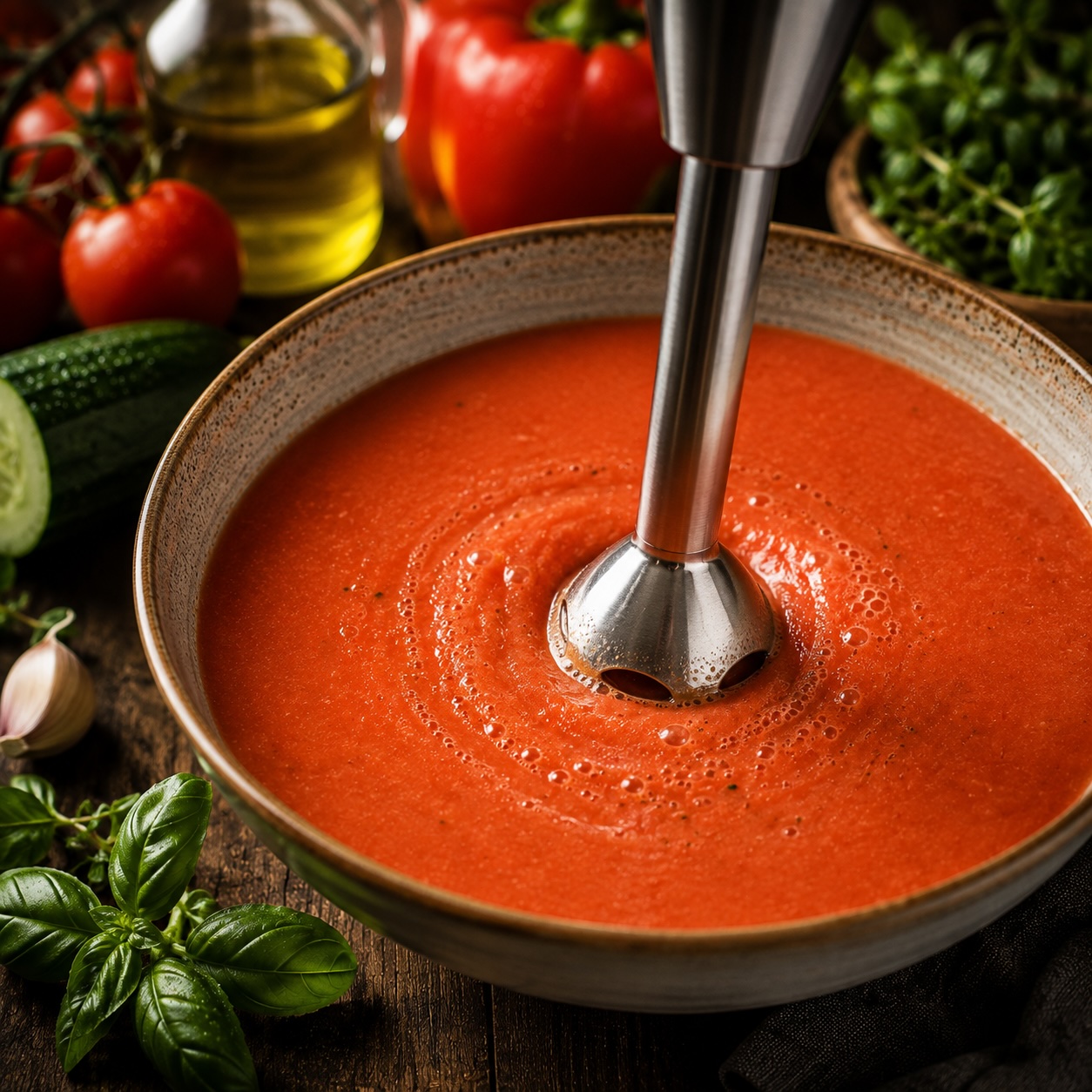 Gazpacho fein mixen