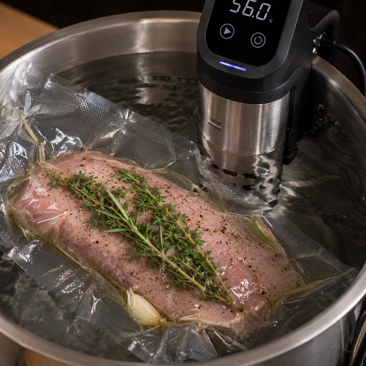 Kalbsrücken Sous-vide im Wasserbad