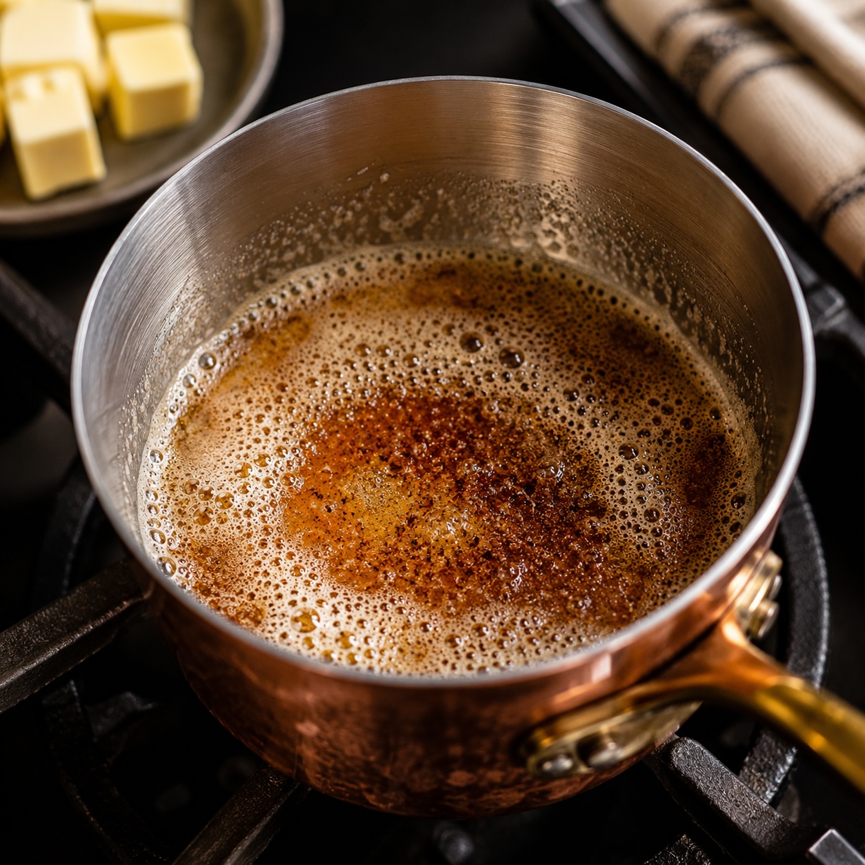Braune Butter verleiht dem Knoblauchdressing feine Röstaromen