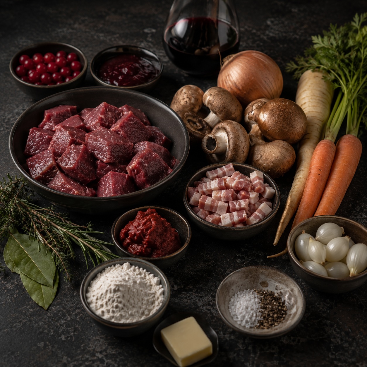 Rehragout mit Rotwein verfeinern