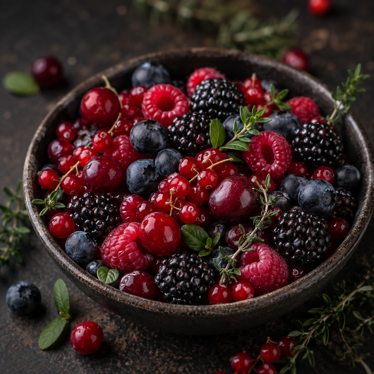 Frische Waldbeeren als Begleitung zum Rehragout