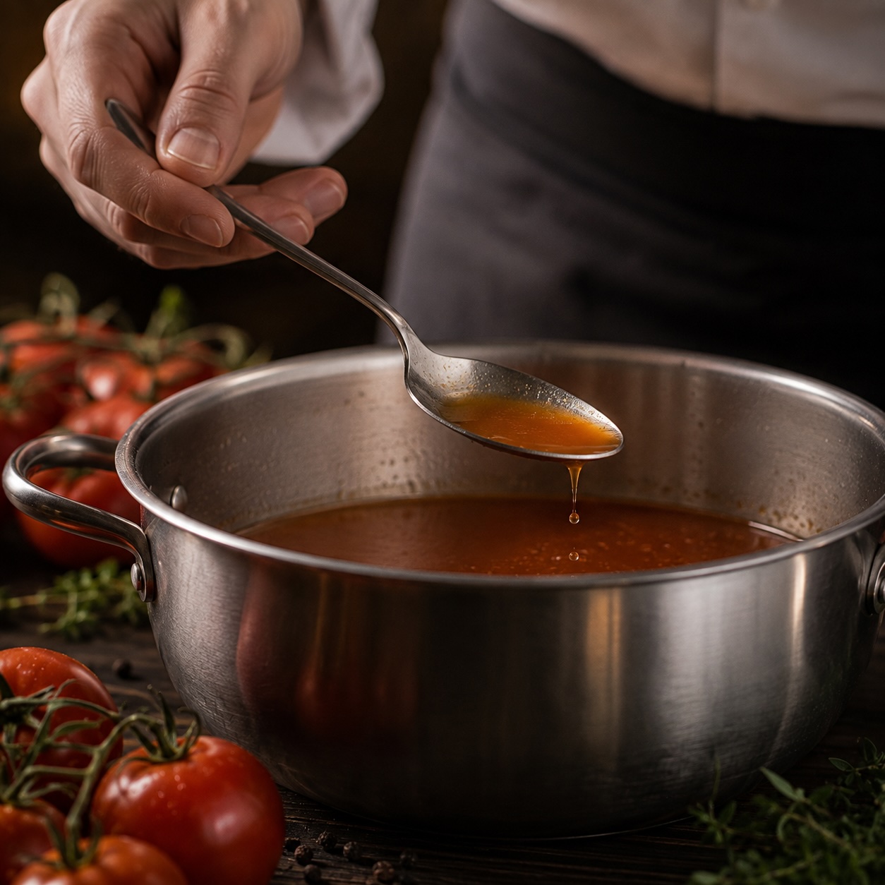 Tomaten-Dashi abschmecken