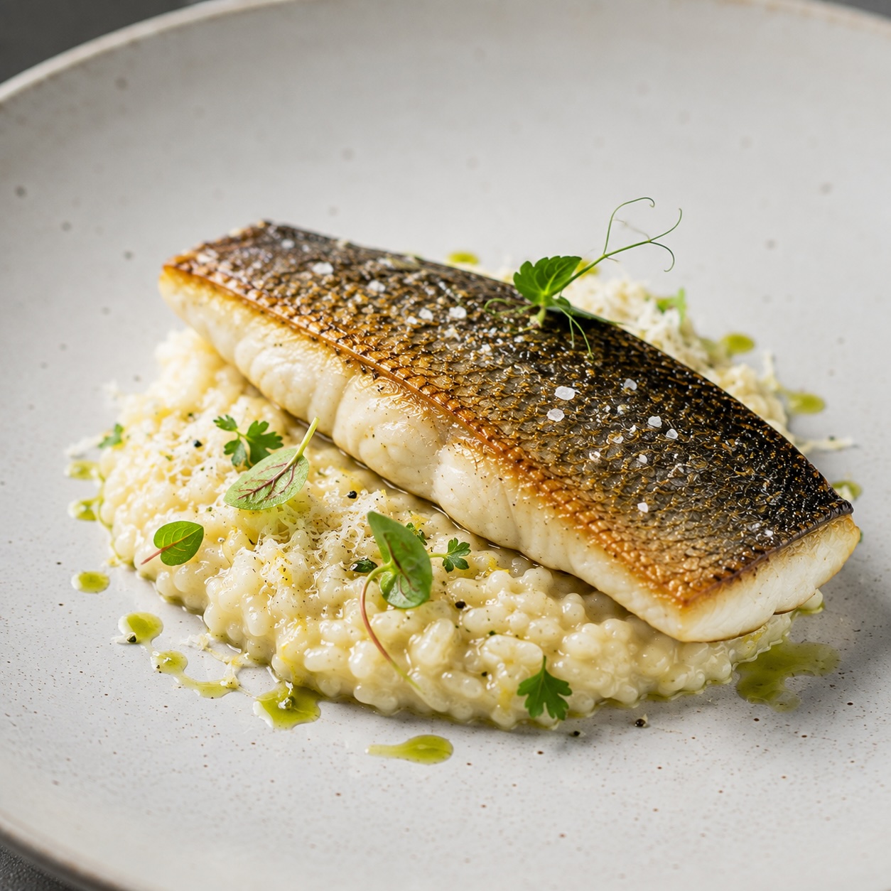 Gegrillter Zander mit cremigem Zitronenrisotto