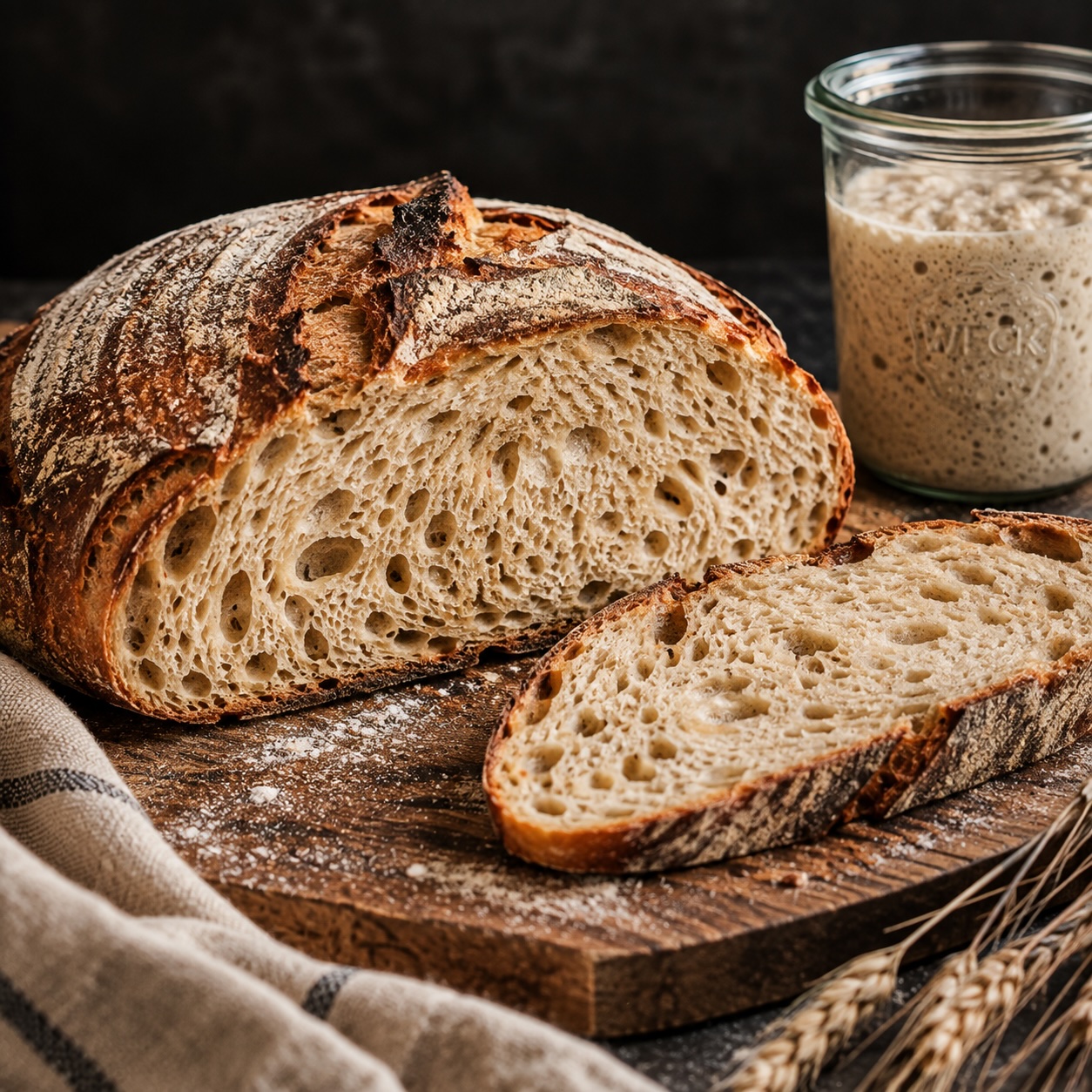 Frisch gebackenes Brot aus selbst angesetztem Sauerteig