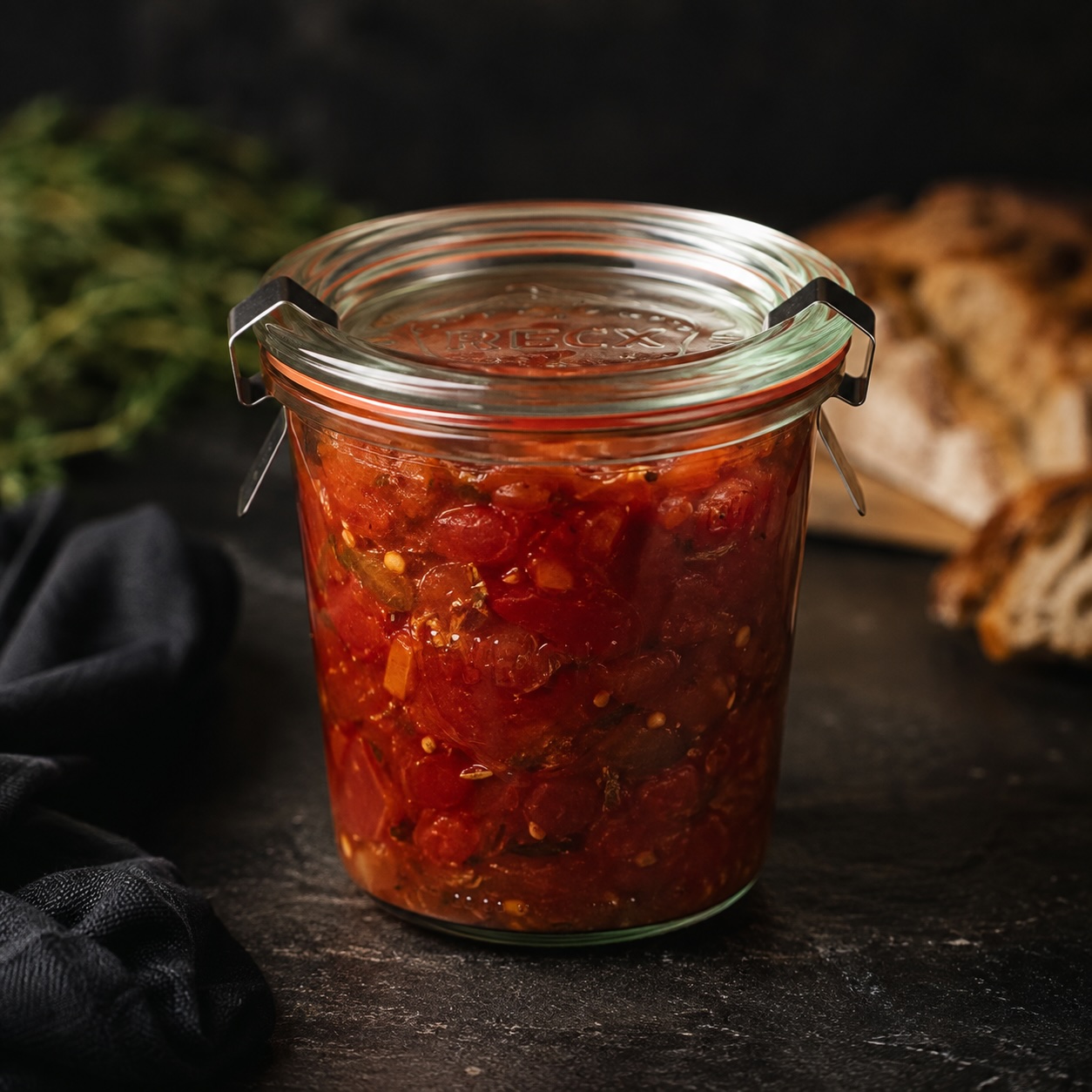 Hausgemachtes Tomaten-Chutney für Bruschetta