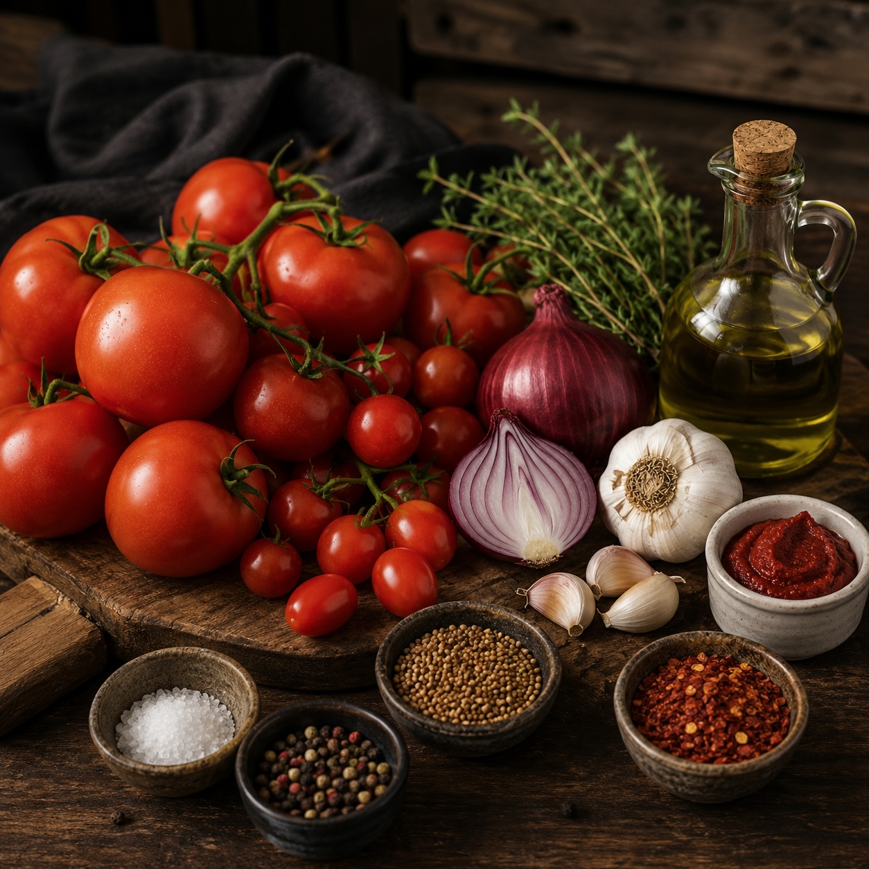 Zutaten für hausgemachtes Tomaten-Chutney