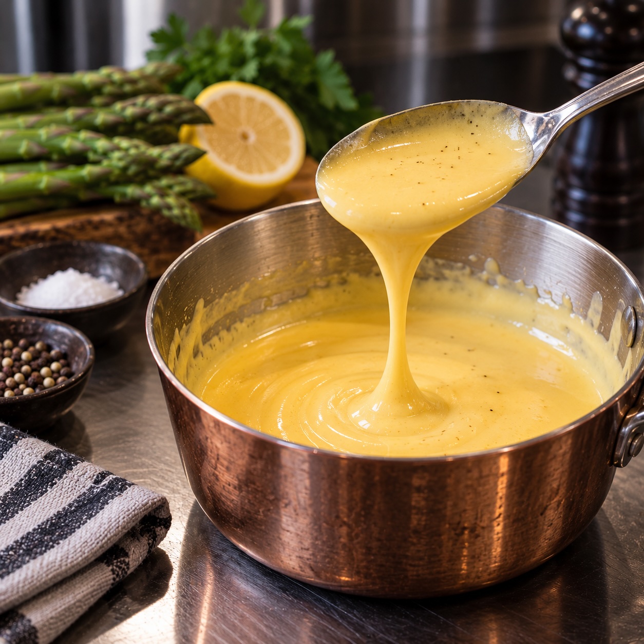 Fertige Sauce Hollandaise fein und cremig angerichtet
