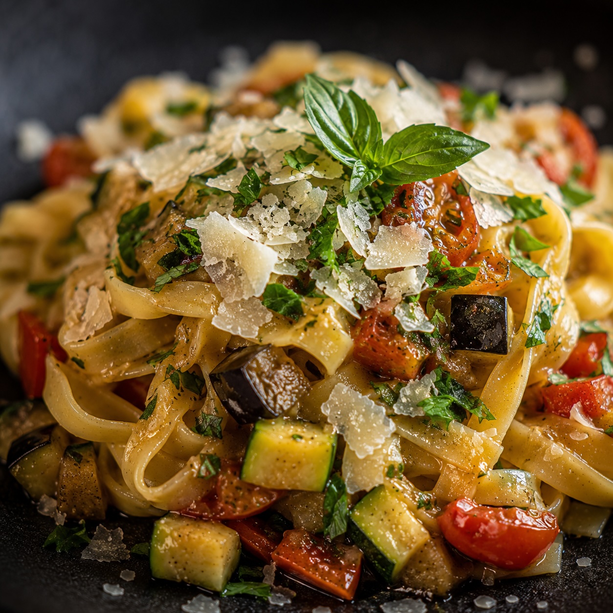 Tagliatelle mit frisch geriebenem Grana und Kräutern