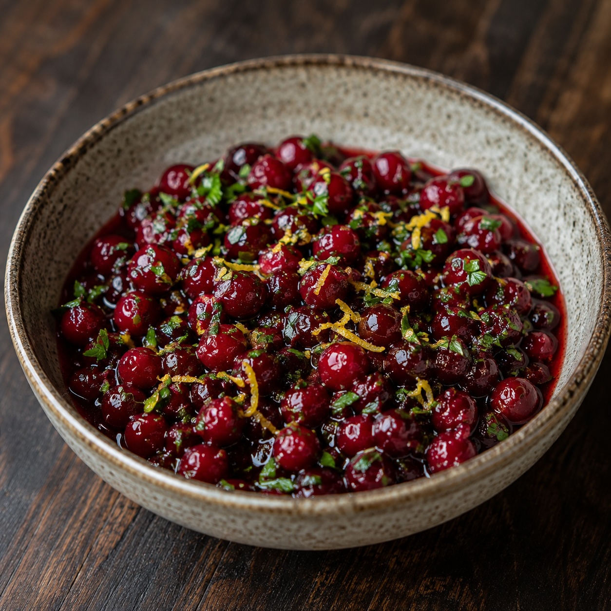 Wildpreiselbeeren mit Petersilie und Zitrone zum Hirsch-Ossobuco